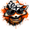 Cool fox with cap and sunglasses