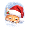 Sleeping fox with Christmas hat