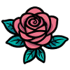 Pink Rose Tattoo Contour Art