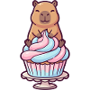Capybara on cupcake cake sweet motif