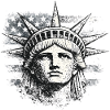 Freiheitsstatue mit US-Flagge