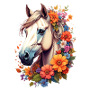 Pferd umrahmt von Blumen