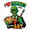 Zombie-kunstmaler med palet og kærlighed