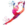 Gymnast with clubs rhythmic gymnastics