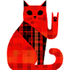 Red Cat Plaid Pattern Modern