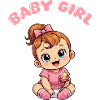Baby Girl Cartoon with Pacifier