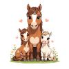 Pferdefamilie im Herzen