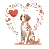 Flower Heart Dog Tattoo Pattern