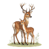 Wood Deer Duo Nature Silhouette