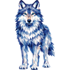 Modernes Polygon-Wolf-Design in Blautönen 