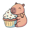 Capybara hugging cupcake cute motif