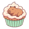 Cute Capybara Cupcake Motif