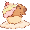 Capybara cupcake on cloud sweet motif