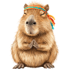 Capybara in Meditationspose mit Stirnband
