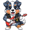 Rocking dog with guitar