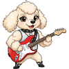 Pfotengitarrist Hund mit E-Gitarre