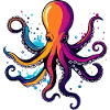 Bunter Oktopus Neon Tintentraum