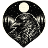 Dark Messenger - Raven in Woodcut Style