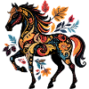 Ornamentpferd mit Blättermustern