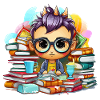 Learning hero Chibi with books