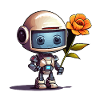 Kleiner Roboter mit Rose