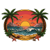 Tropical Sunset Wave Circle