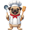 Cute Pug Cooking Cartoon Fun Food