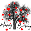 Red Hearts Tree Happy Birthday