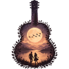 Moonlit Lovers in Guitar Frame