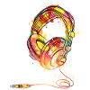 Bunte Kopfhörer-Splash-Illustration
