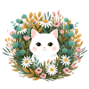 Katzenkopf im Blumenkranz