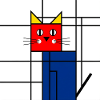 Abstract Cat Art - Geometric Mondrian