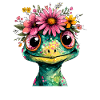 Flower Crown Frog Illustration