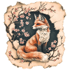 Fox with cherry blossoms