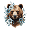 Bear with blue flower frame