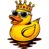 Coole Gummiente mit Krone und Sonnenbrille