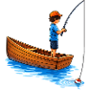 Illustration de garçon pêchant en bateau