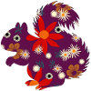 cute small animals, floral pattern