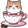 Cozy Cat in Pink Teacup
