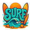 Sunset Surf Wortkunst