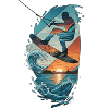 Sunset Waves Kiteboard Portrait