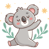 Pastel Relaxed Koala with Foliage