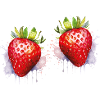 Water-coloured strawberries