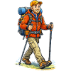 Adventurous hiker with backpack