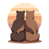 Sunset duo of bears