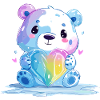 Süßer Eisbär mit Regenbogenherz