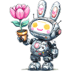 Robo-Bunny mit Blume