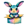Kunterbunter Hase im Karton