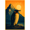 Northern Lights penguin at sunset