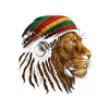 Lion with Rastafari headphones